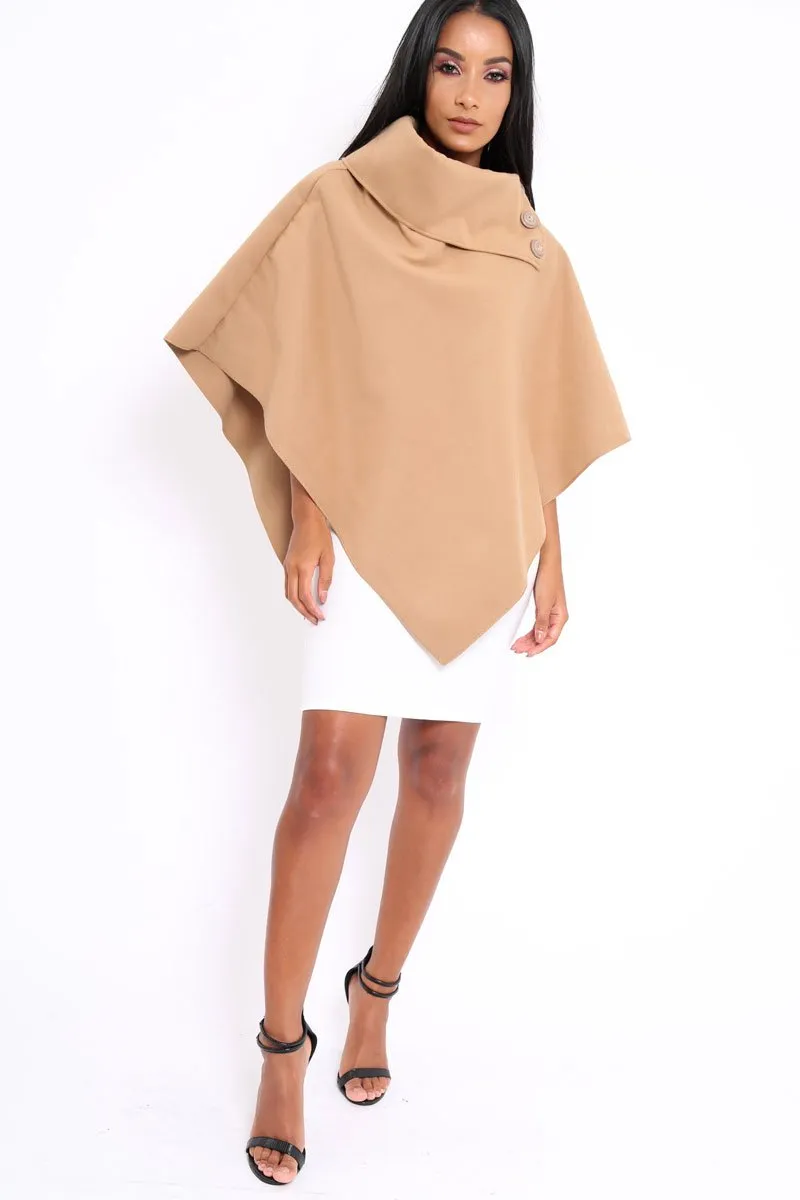 Camel Funnel Collar Poncho - Caiden