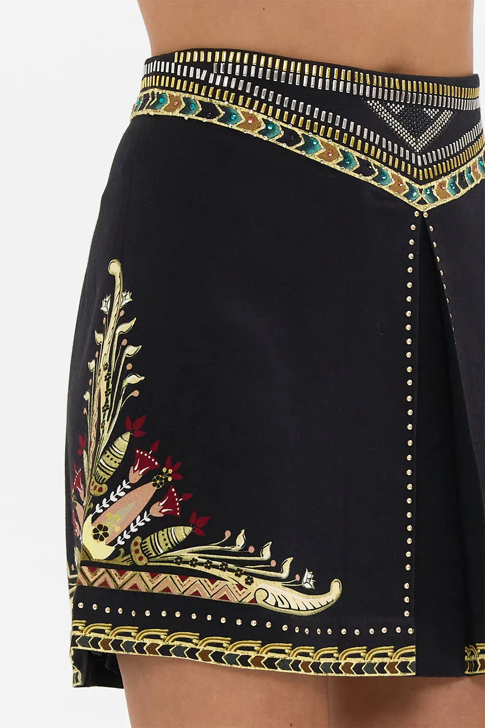 Camilla Metal Studded Shaped Waistband Mini Skirt - They Called Her Nefertari