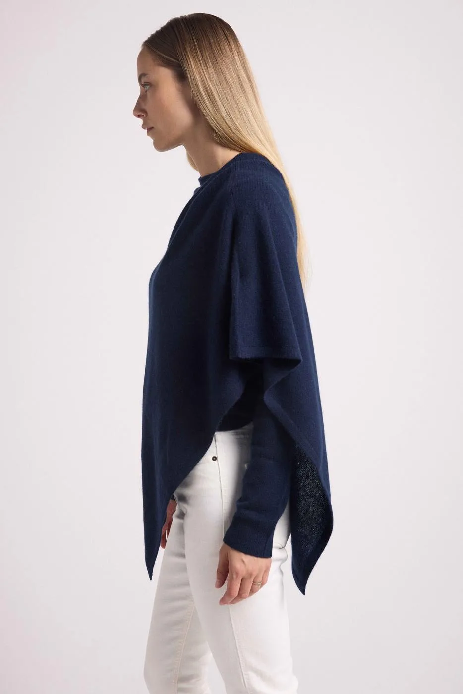 Cape Poncho Zarina - Bleu Marine - 100% Cachemire Oeko-Tex - Femme