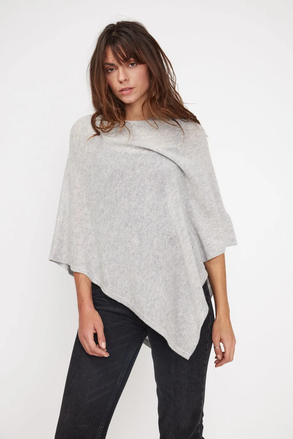 Cape Poncho Zarina - Gris Perle - 100% Cachemire Oeko-Tex - Femme