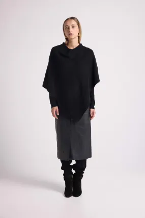 Cape Poncho Zarina - Noir - 100% Cachemire Oeko-Tex - Femme