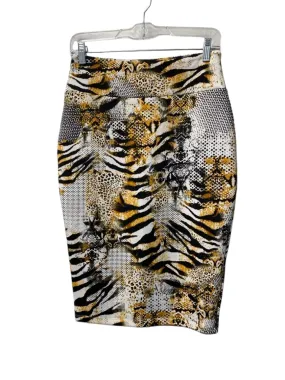 Carmen Carmen Marc Valvo Size Small Black, White & Gold Polyester Pencil Skirt