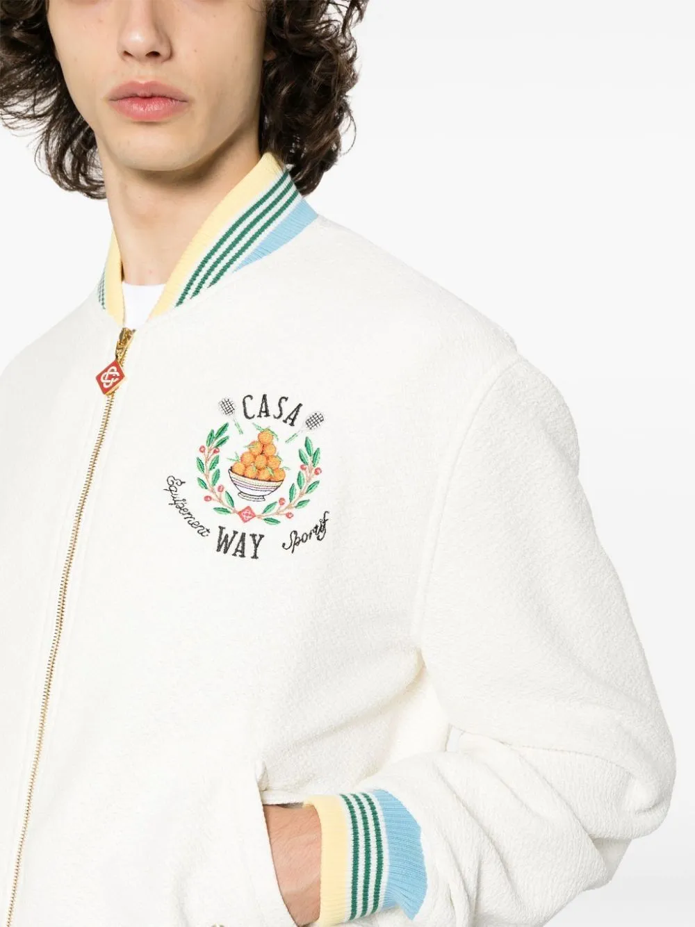 CASABLANCA Elegant White Bomber Jacket