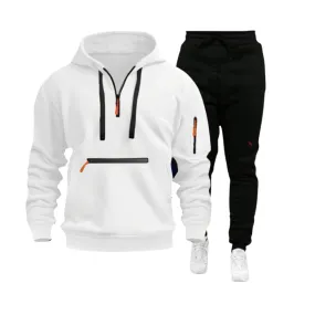 CASUAL SPORTS MULTI ZIPPER ARM POCKET MEN'S SWEATSHIRT HOODIE OUTFIT