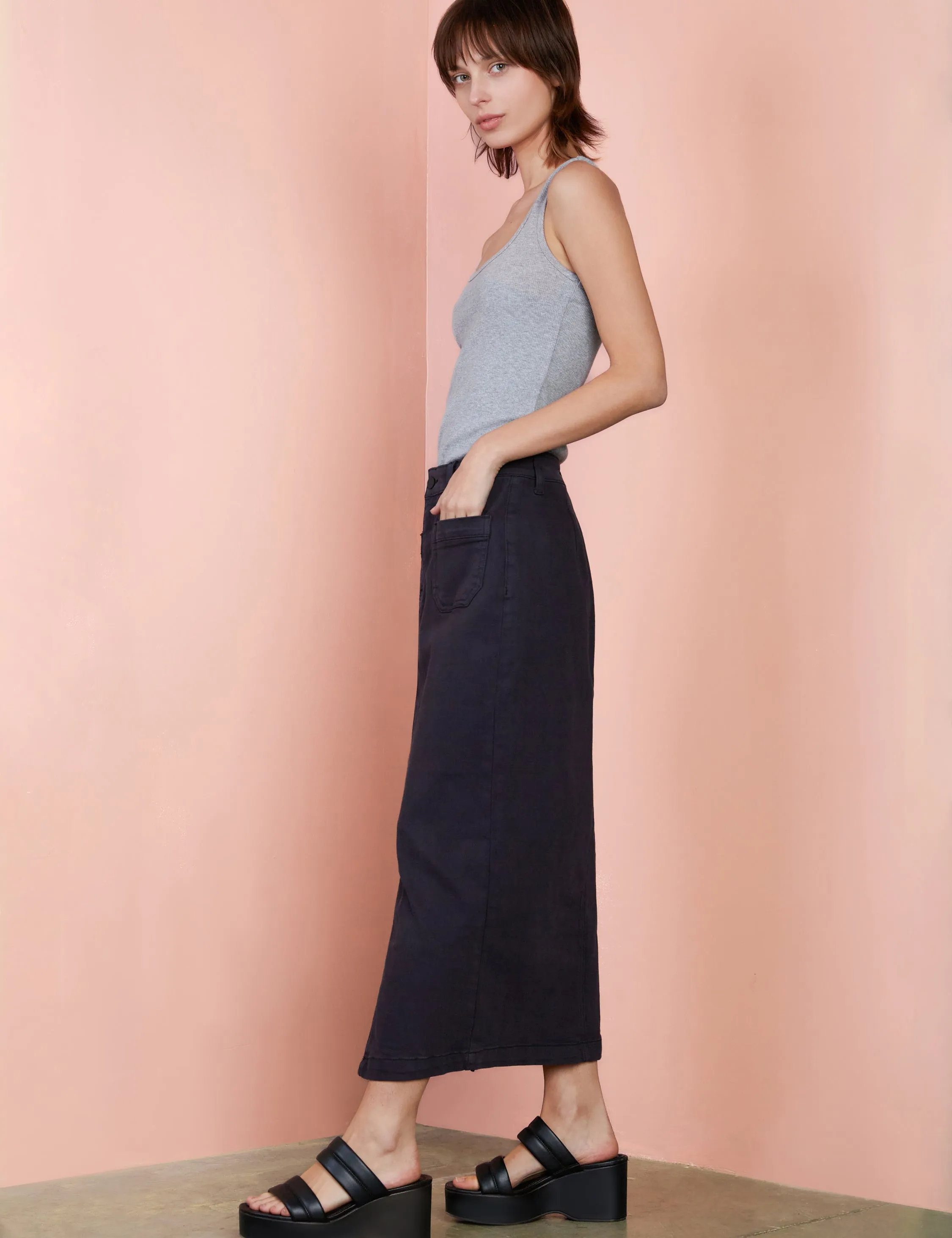 Center Split Pencil Skirt