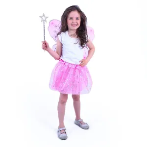 Children's costume tutu skirt pink butterfly with wand and wings