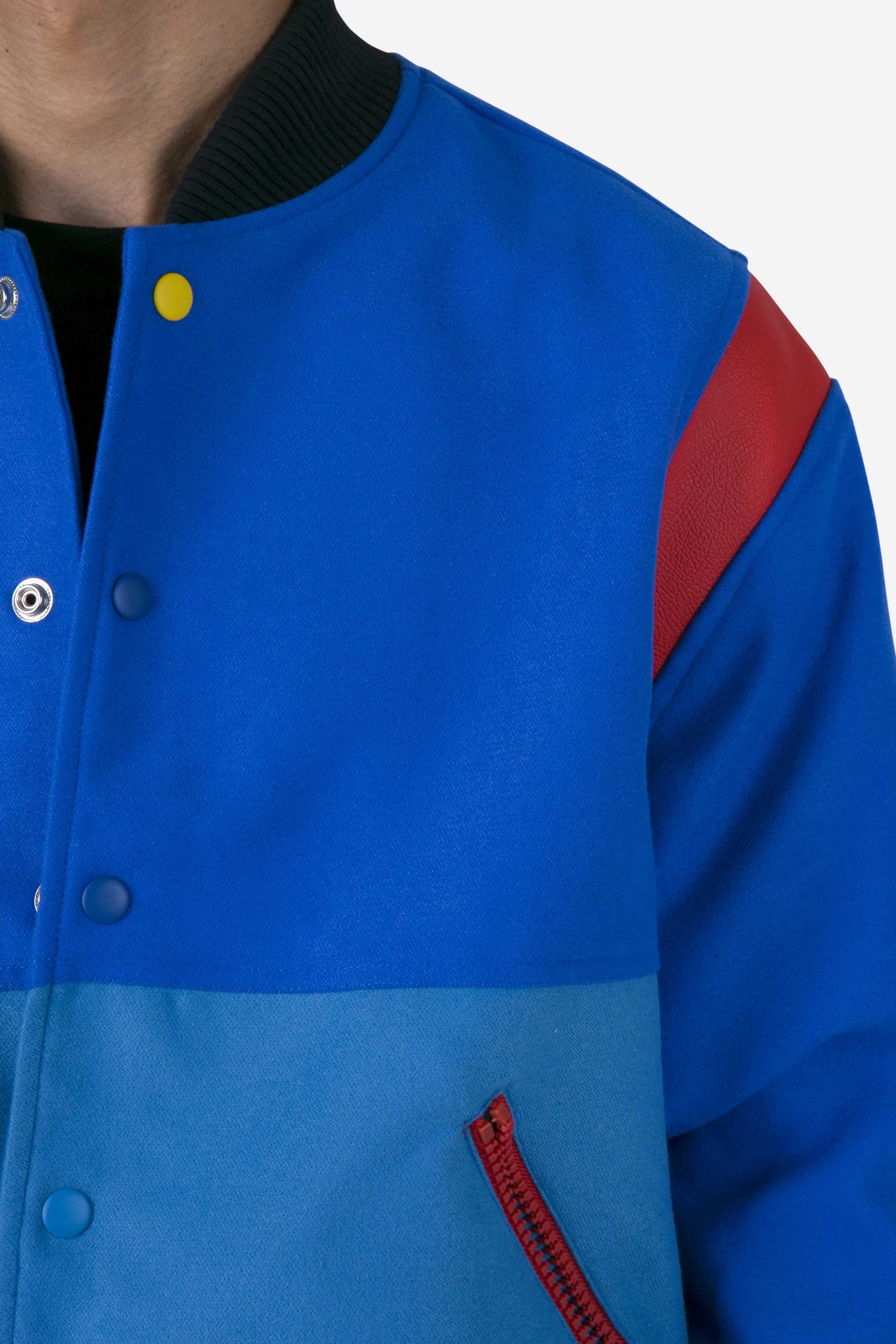 Color Block Varsity Jacket - Blue