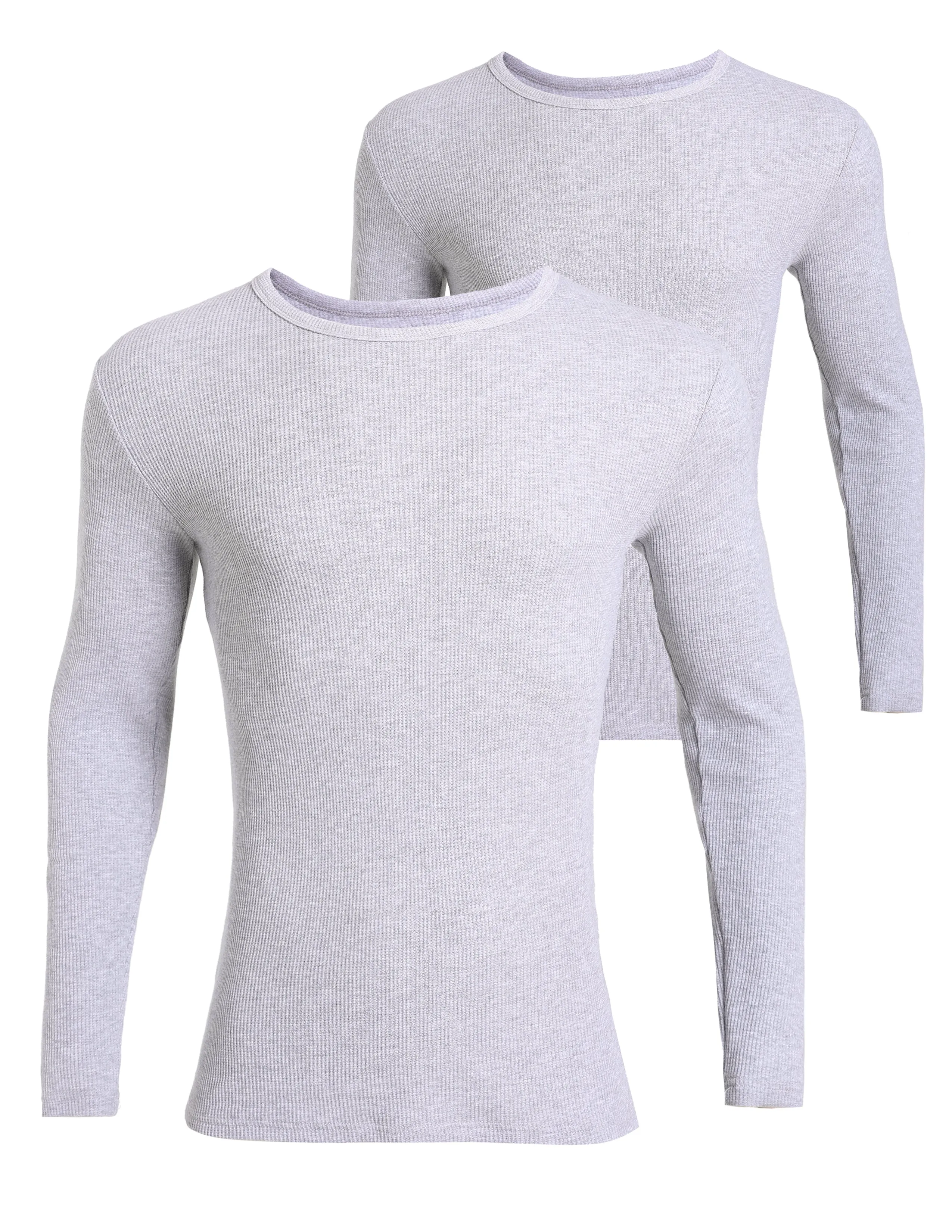 Comfneat Men's 2-Pack Thermal Long Sleeve Undershirt Waffle Knit Soft Comfy Crew Neck Underwear Top