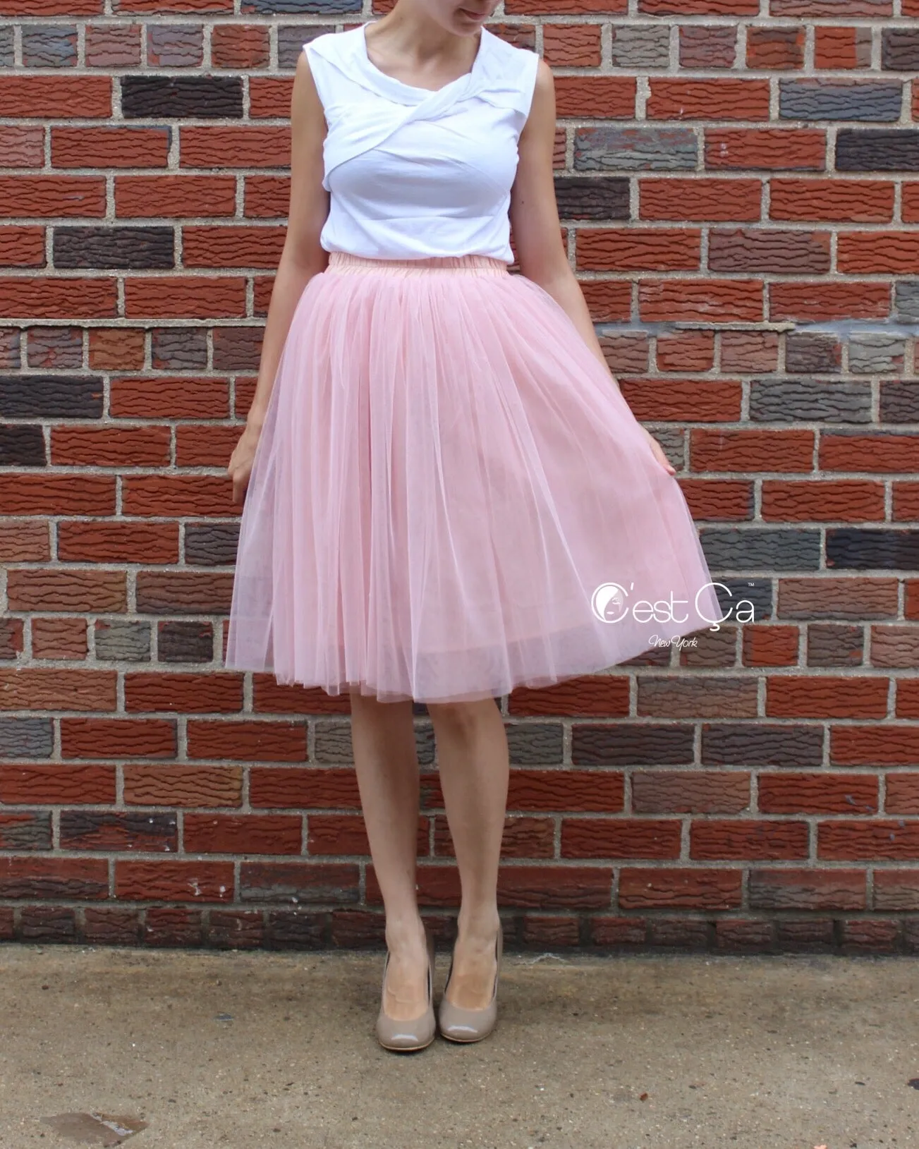 Corinne Gray Pink Soft Tulle Skirt - Midi