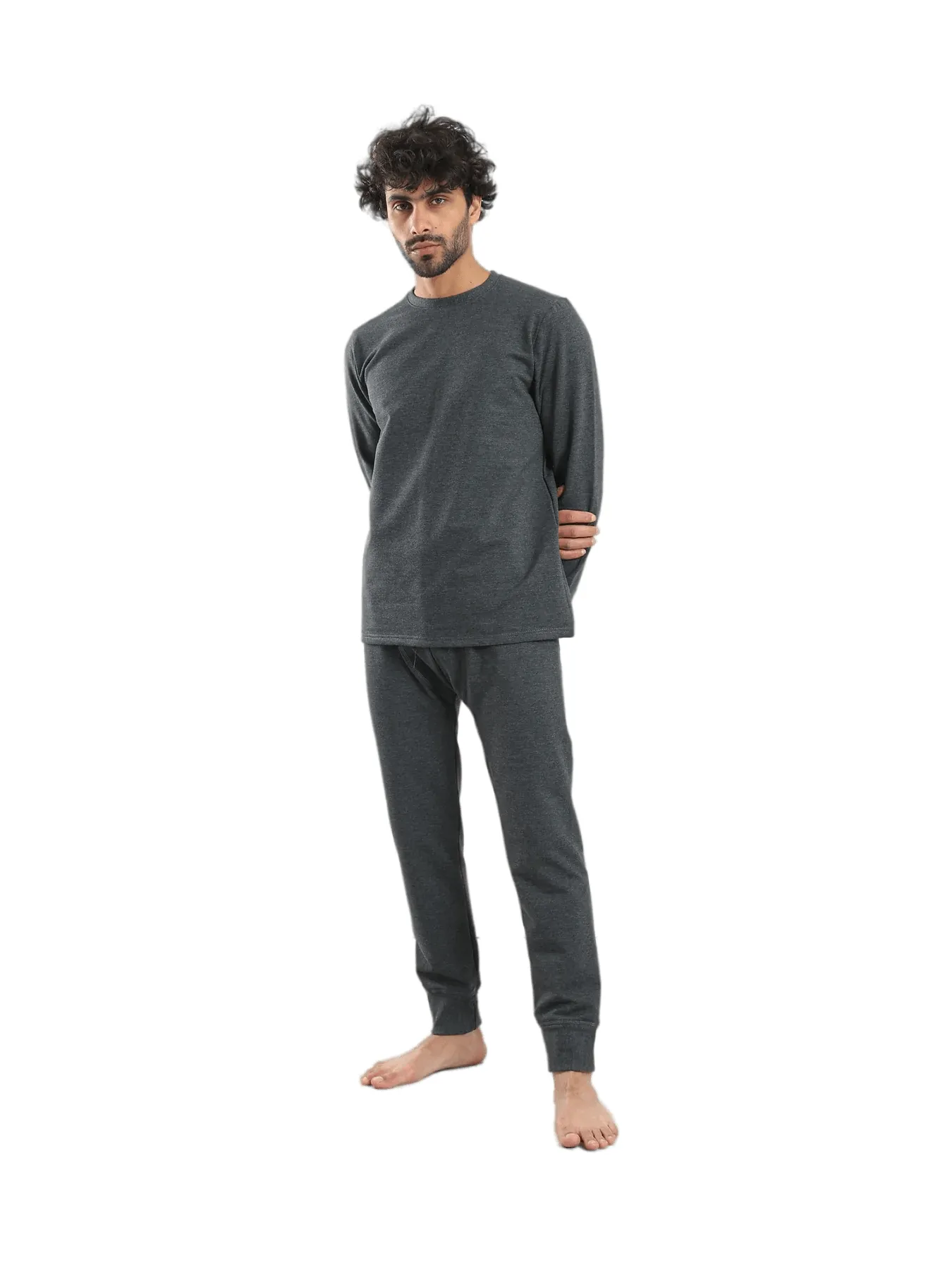 Cozy And Comfortable Thermal Set For Men Padded Inside - Dark Gray