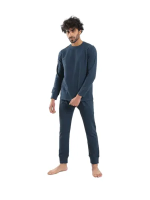 Cozy And Comfortable Thermal Set For Men Padded Inside - Navy Blue