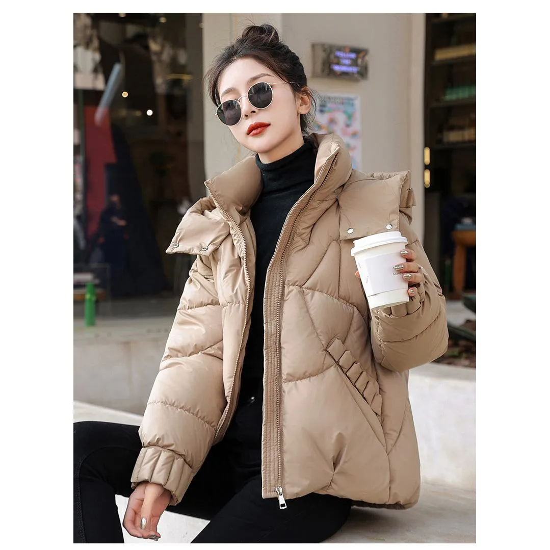 Cropped Windproof Thickened Puffer Jacket