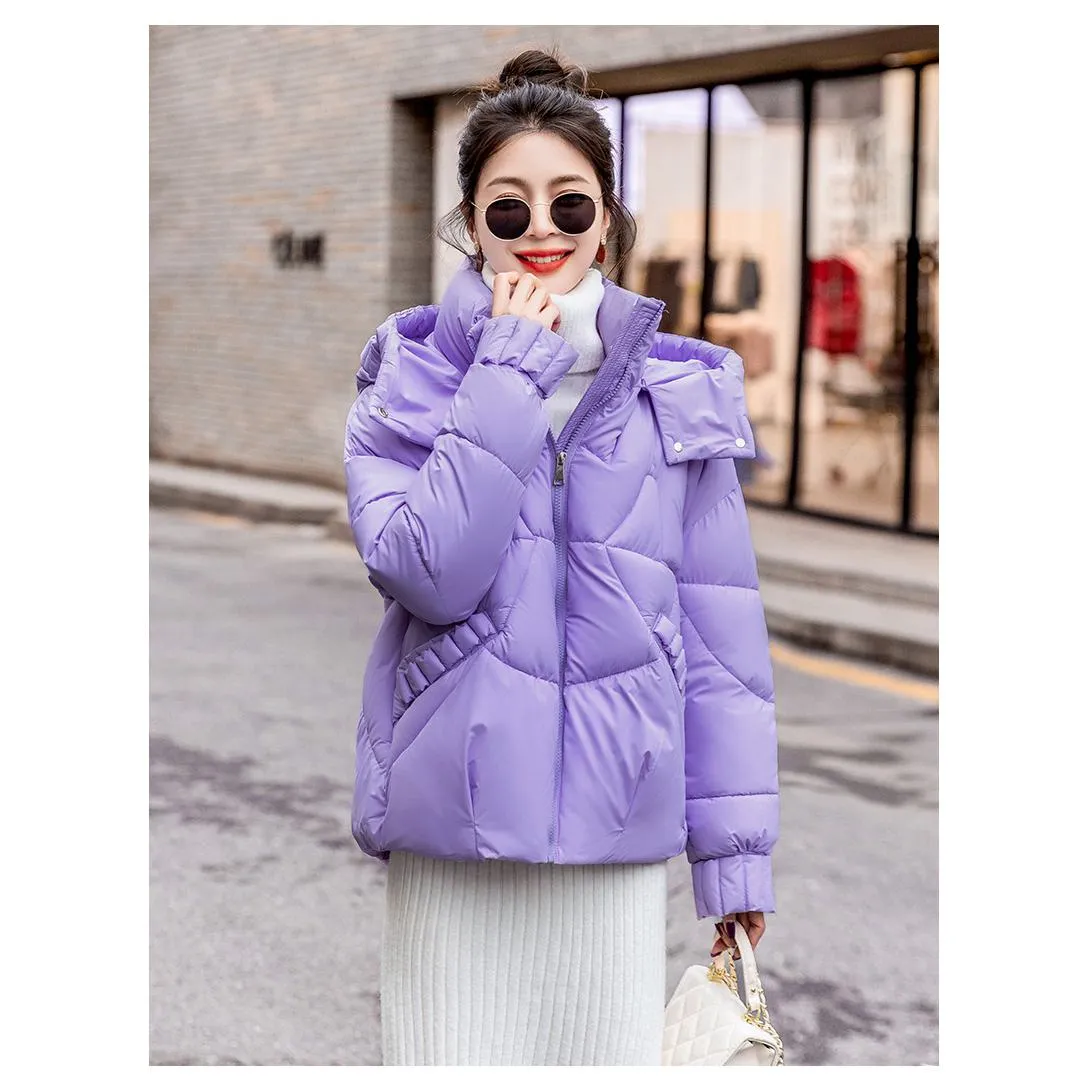 Cropped Windproof Thickened Puffer Jacket