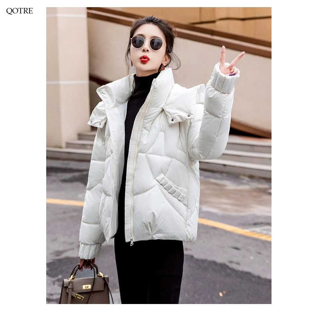 Cropped Windproof Thickened Puffer Jacket