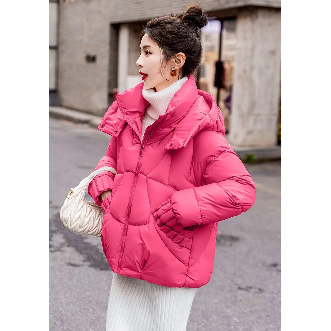 Cropped Windproof Thickened Puffer Jacket