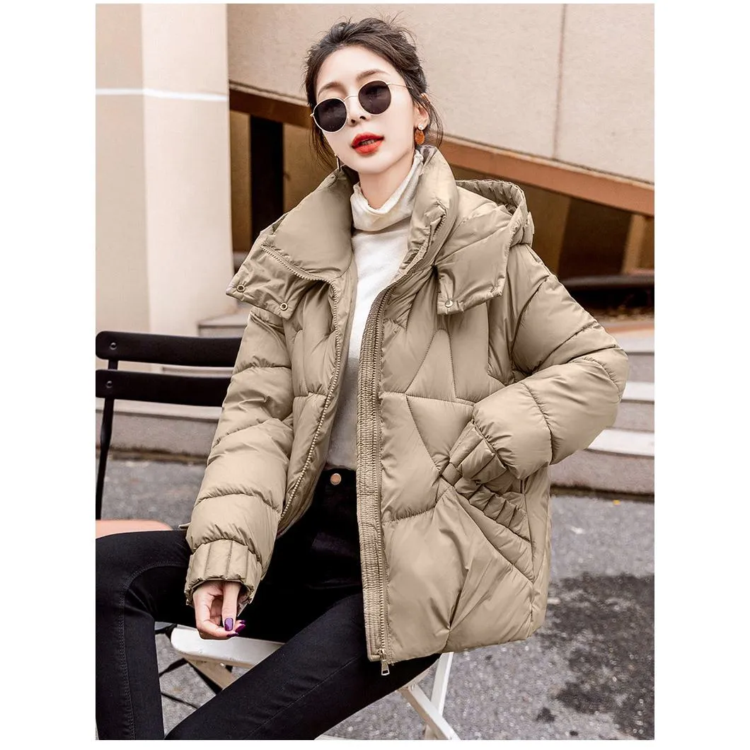 Cropped Windproof Thickened Puffer Jacket