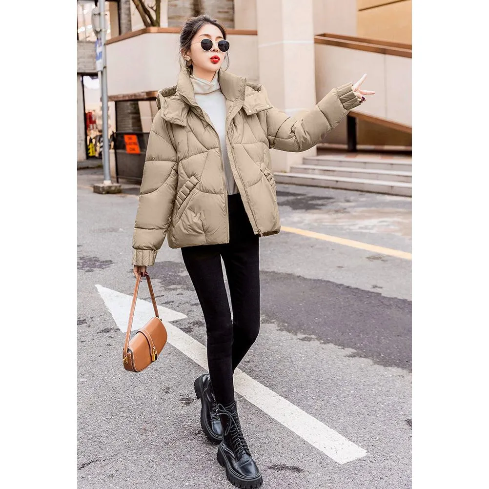 Cropped Windproof Thickened Puffer Jacket