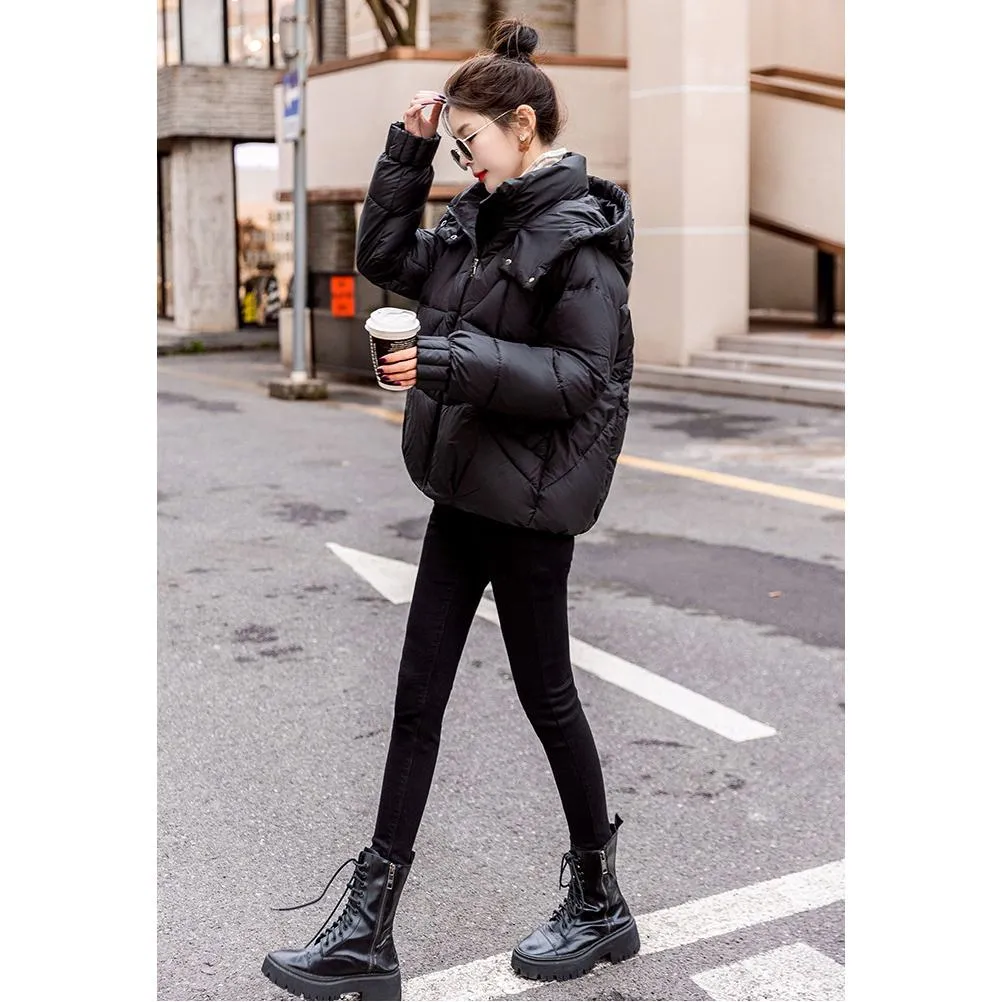 Cropped Windproof Thickened Puffer Jacket