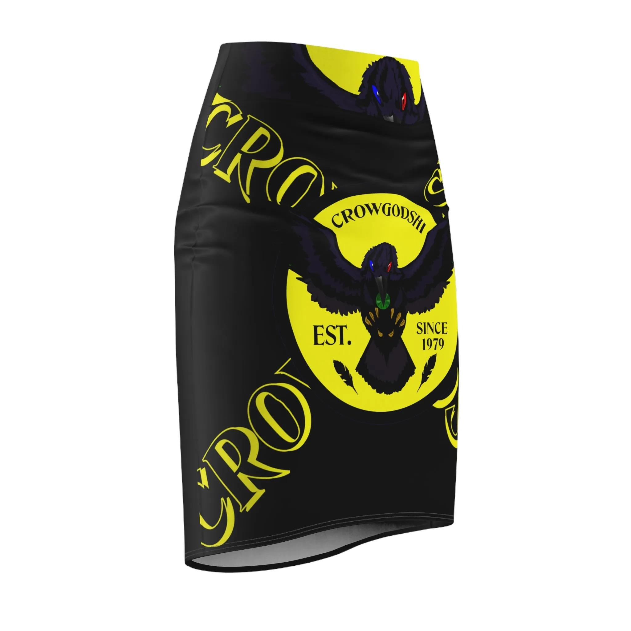 Crowgodshi First Generation Limited Edition Women's Pencil Skirt, YELLOW LOGO