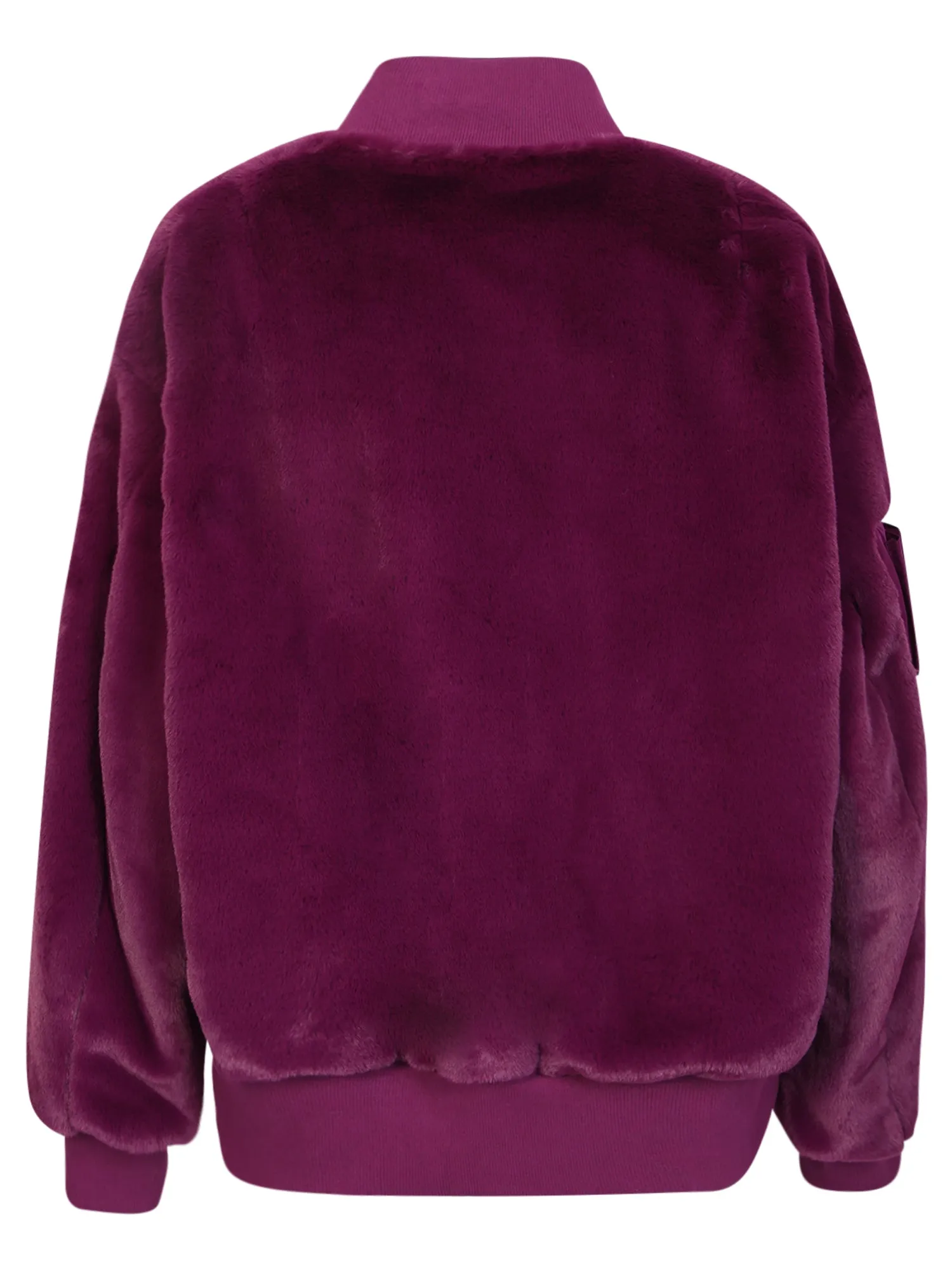 Cruelty-free fur bomber jacket bordeaux