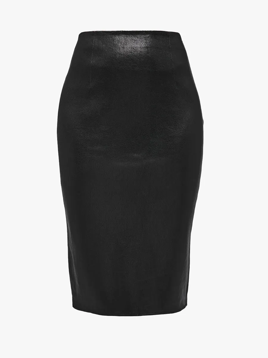 CURVE CLAUDE STRETCH LEATHER SKIRT