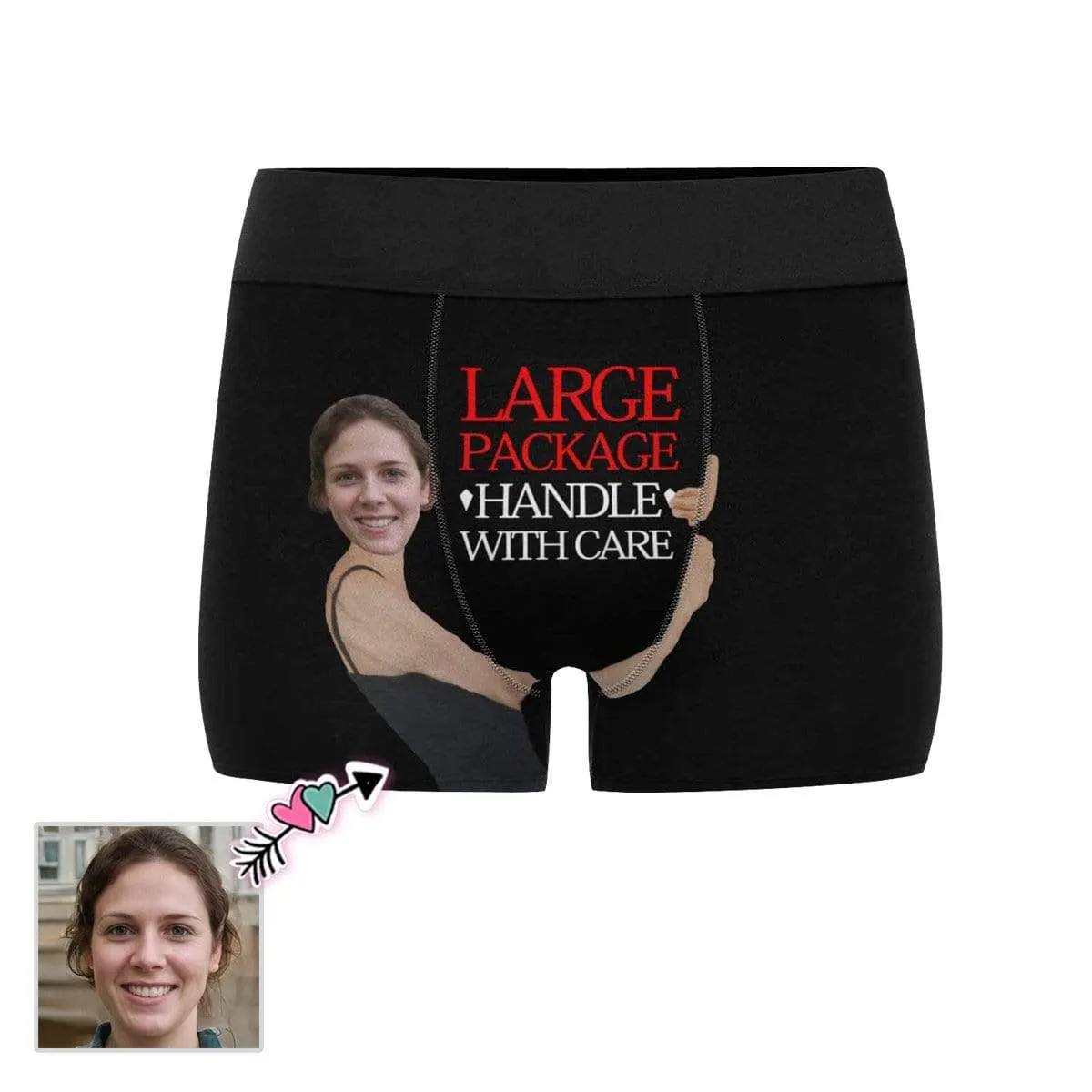 Custom Face Boxer Underwear Large Package Personalized Men's All-Over Print Boxer Briefs Design Your Own Underwear For Valentine's Day Gift