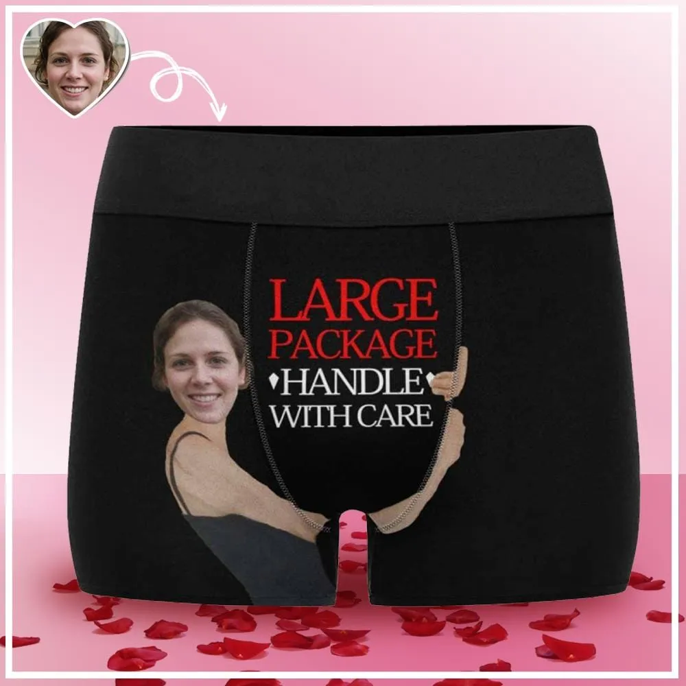 Custom Face Boxer Underwear Large Package Personalized Men's All-Over Print Boxer Briefs Design Your Own Underwear For Valentine's Day Gift