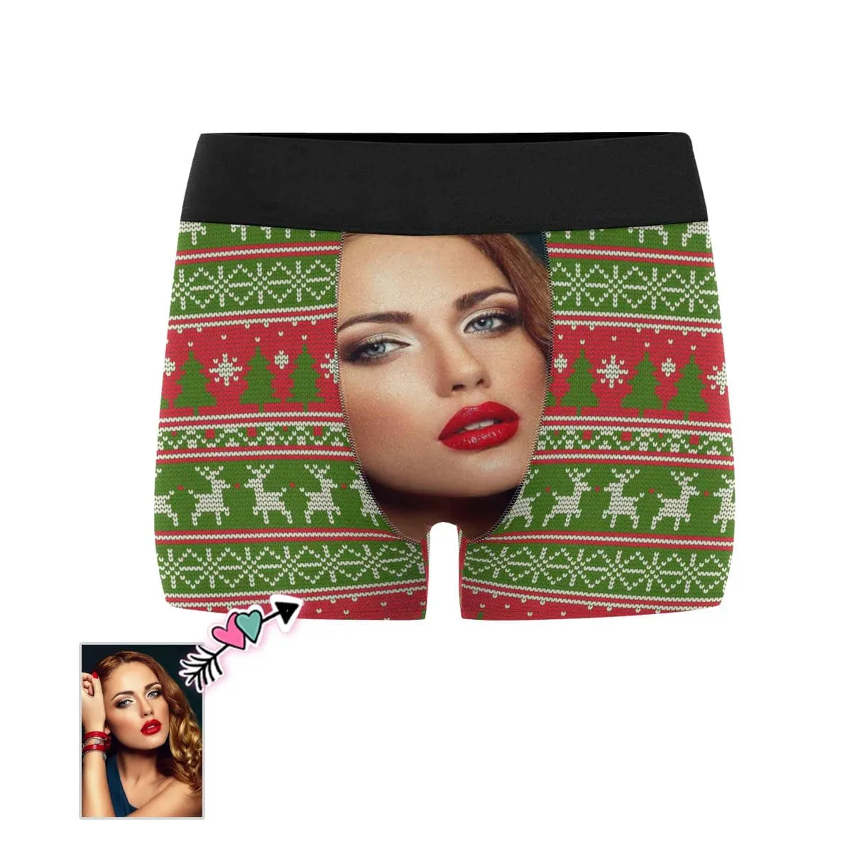 Custom Face Christmas Colours Men's Boxer Briefs Print Your Own Personalized Underwear for Him