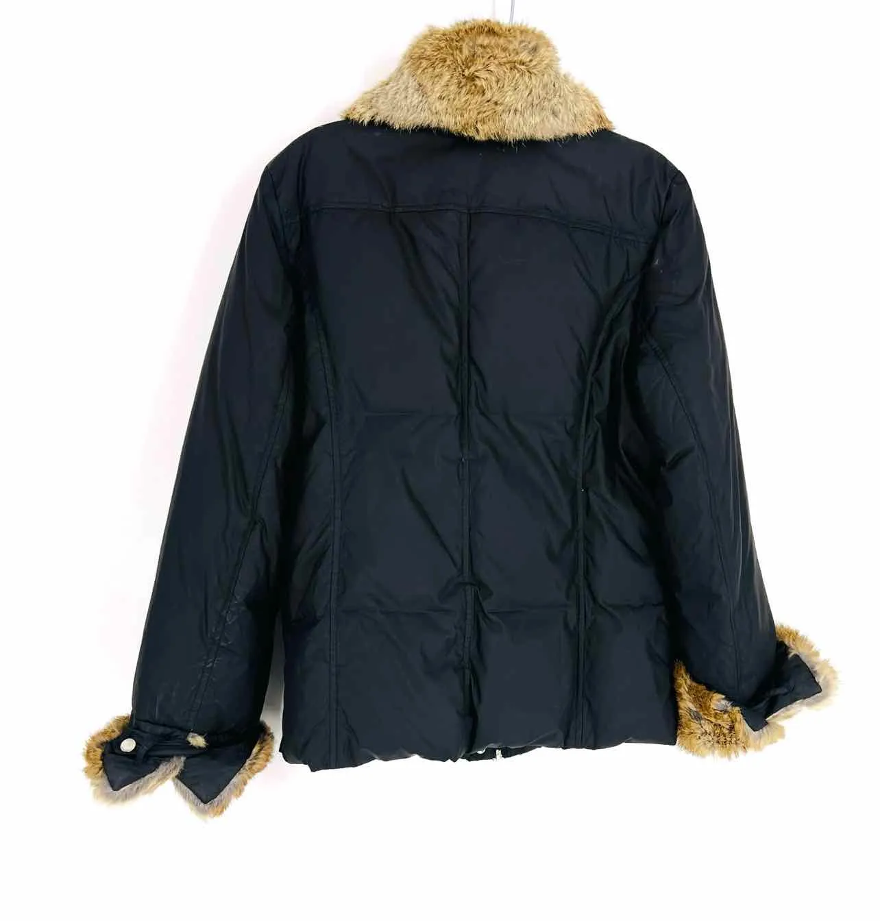 Ellen Tracy Size S Black/Brown Fur Puffer Jackets Jacket