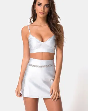 Ewi Mini Skirt in Silver Metallic