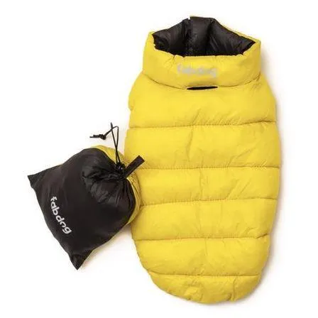 Fabdog | Yellow & Grey - 'Pack N' Go' Reversible Dog Puffer Jacket