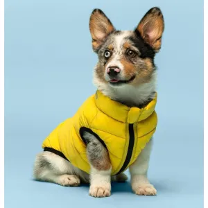 Fabdog | Yellow & Grey - 'Pack N' Go' Reversible Dog Puffer Jacket