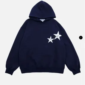 Fashionkova dandy hoodie American Star Print Men's and Women's Hooded Sweater Oversize Couple's Top with Hat Rope