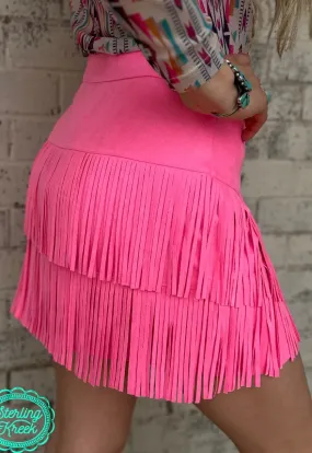 Forth Worth Fringe Skirt Pink