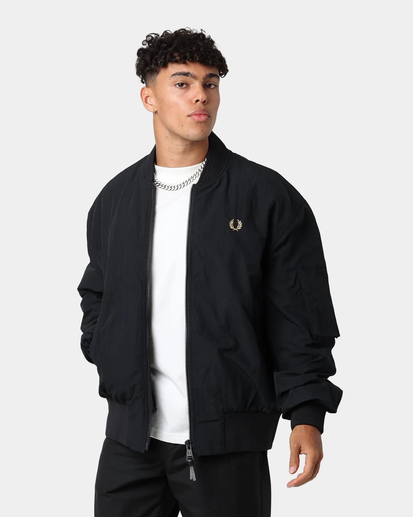 Fred Perry Padded Bomber Jacket Black