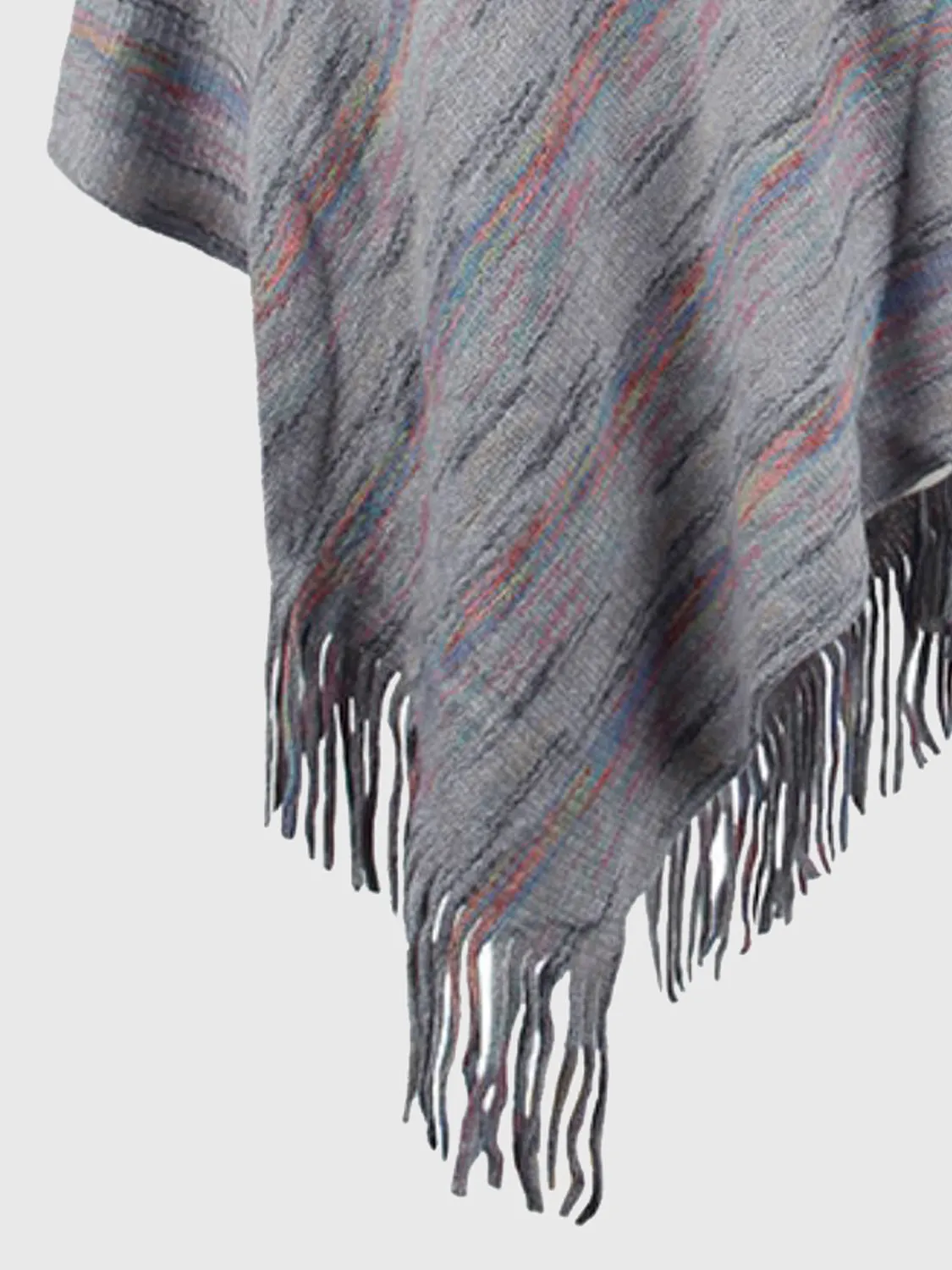 Fringe Hem Hooded Poncho