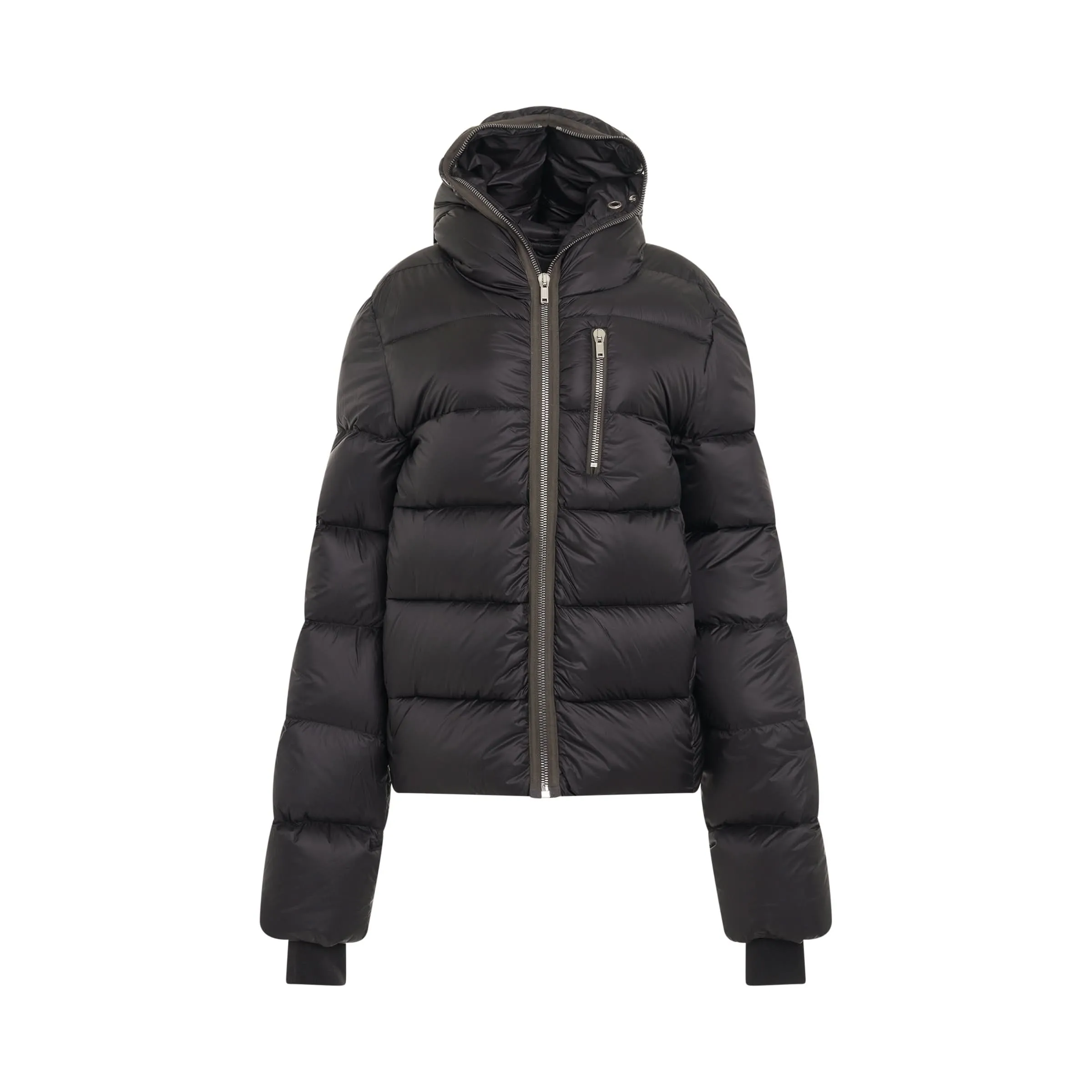 Funnel Neck Puffer Jacket in Black