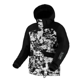 FXR  Child Kicker Snowmobile Jacket HydrX F.A.S.T. Thermal White Camo Black