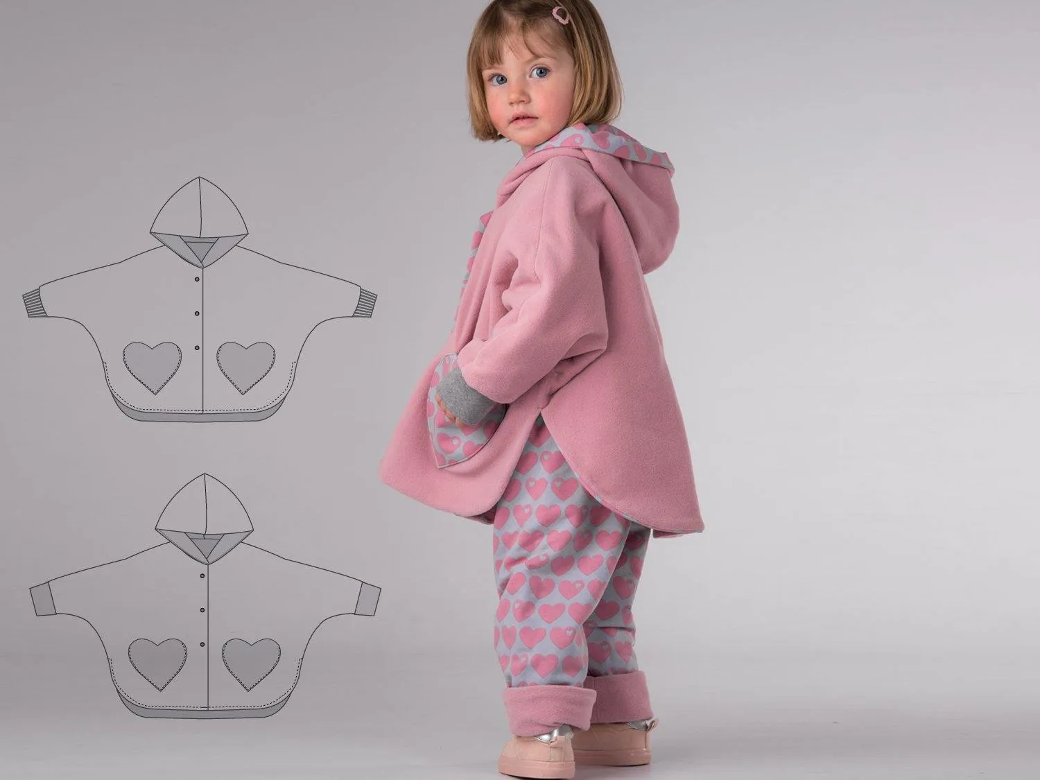 Girl baby girls poncho sewing pattern ebook pdf MARA by Patternforkids