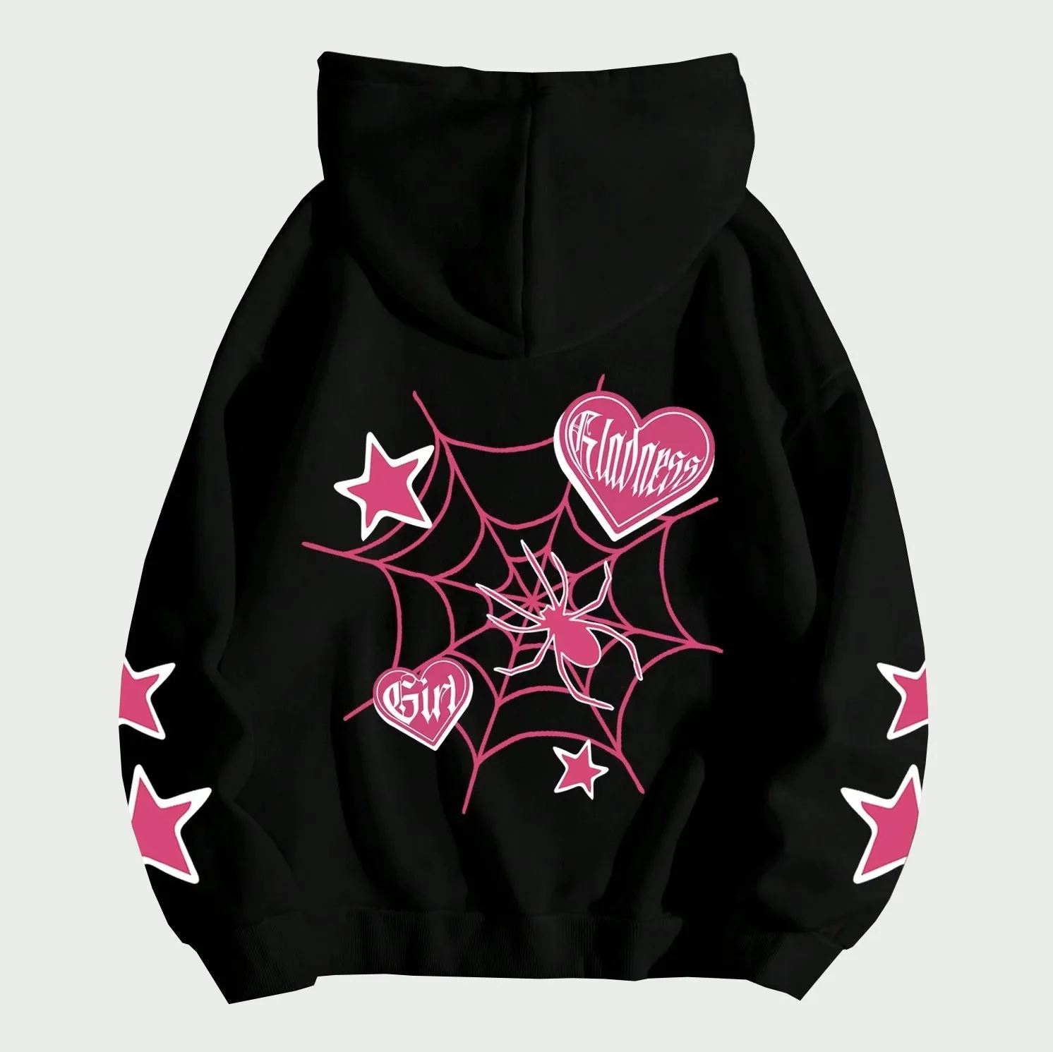 Girlary-shop aelfric eden hoodie American Retro Love Spider Web Printed Hoodie Sweater Couple Casual Loose Autumn and Winter Coat