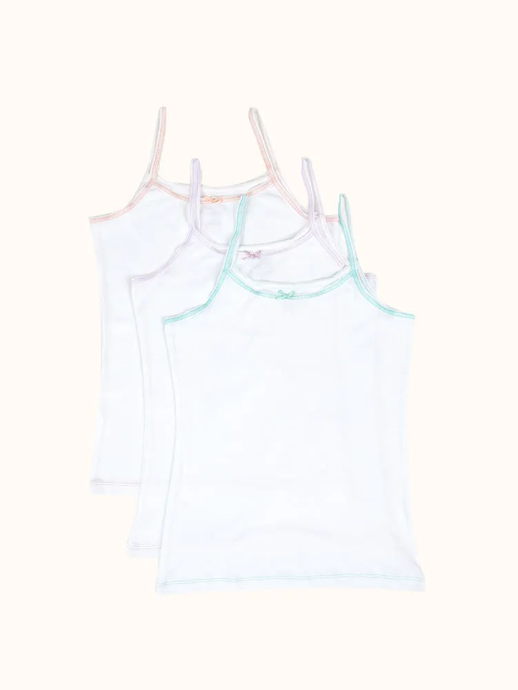 Girls' Cotton Camisole (3 Pack) - White