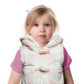 Girls Hooded Gilet | Pink and White Check | Faux Fur Lining | 9-24 Months