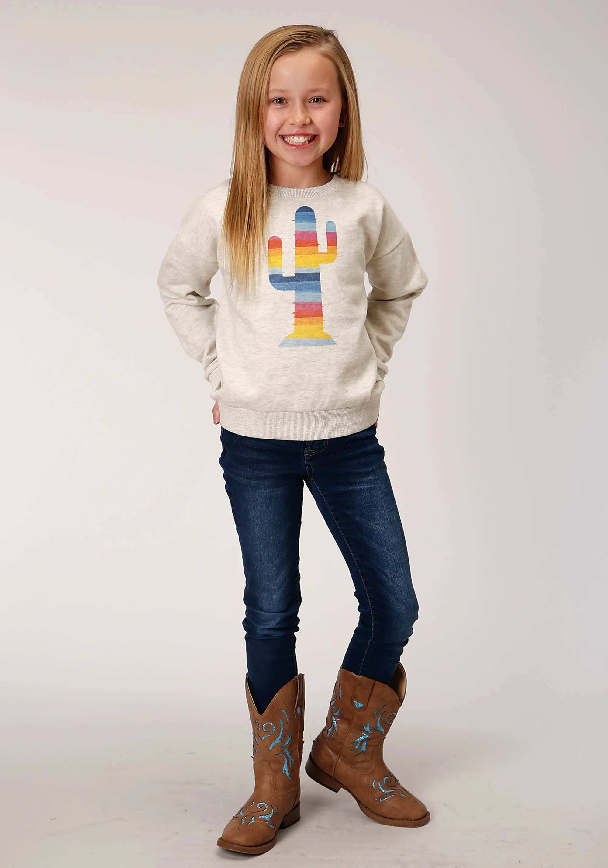 GIRLS LONG SLEEVE FLEECE SWEATSHIRT