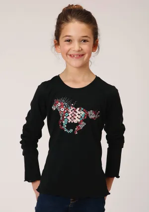 GIRLS LONG SLEEVE KNIT POLY RAYON JERSEY LONG SLEEVE  T T-SHIRT