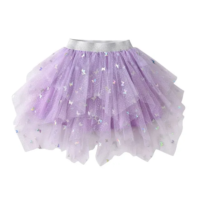 Girls Purple Glitter Tulle Tutu Skirt 3T-8T