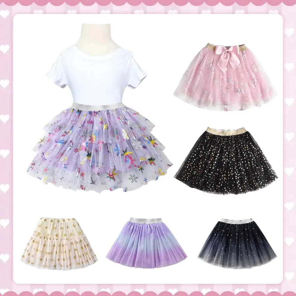 Girls Purple Glitter Tulle Tutu Skirt 3T-8T