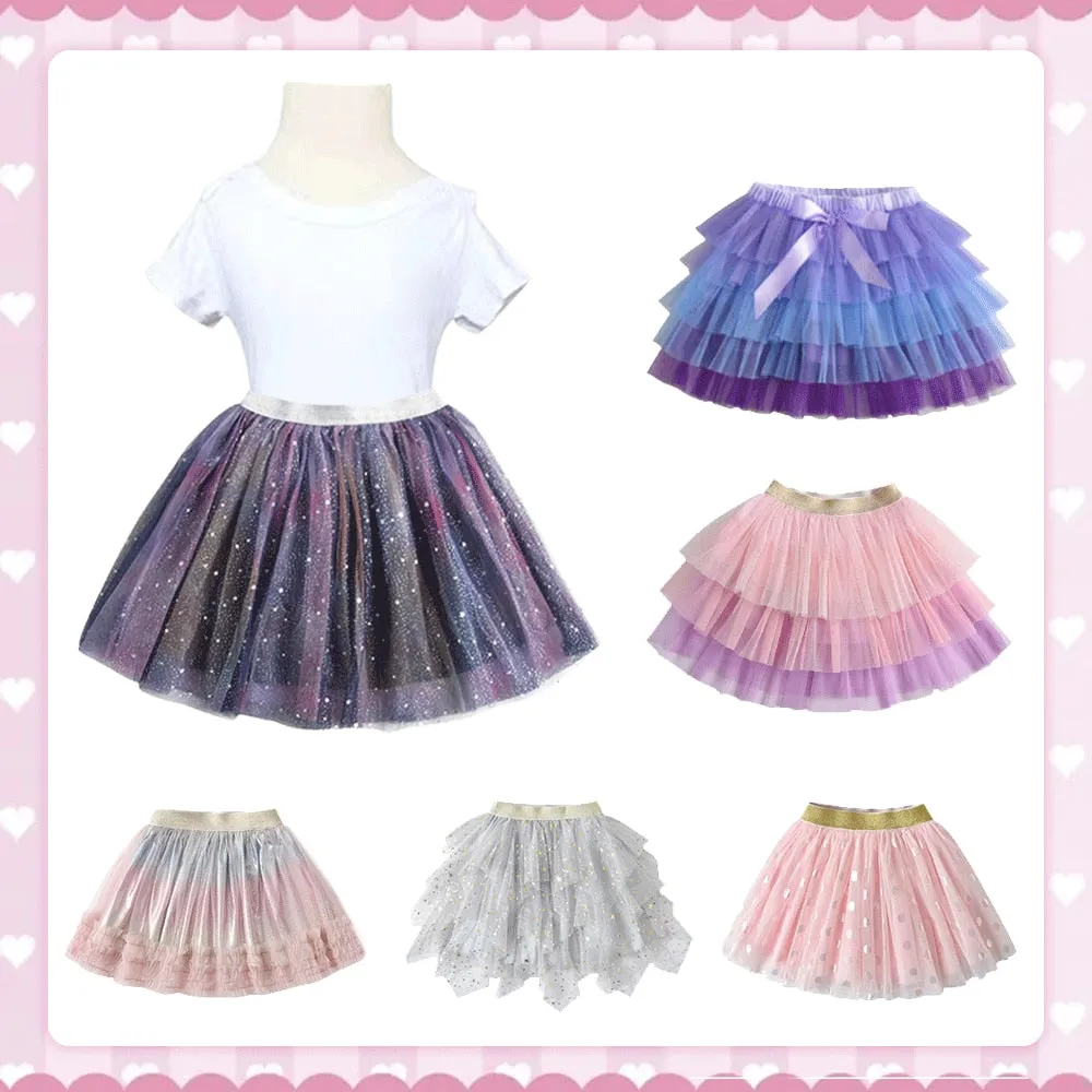 Girls Purple Glitter Tulle Tutu Skirt 3T-8T