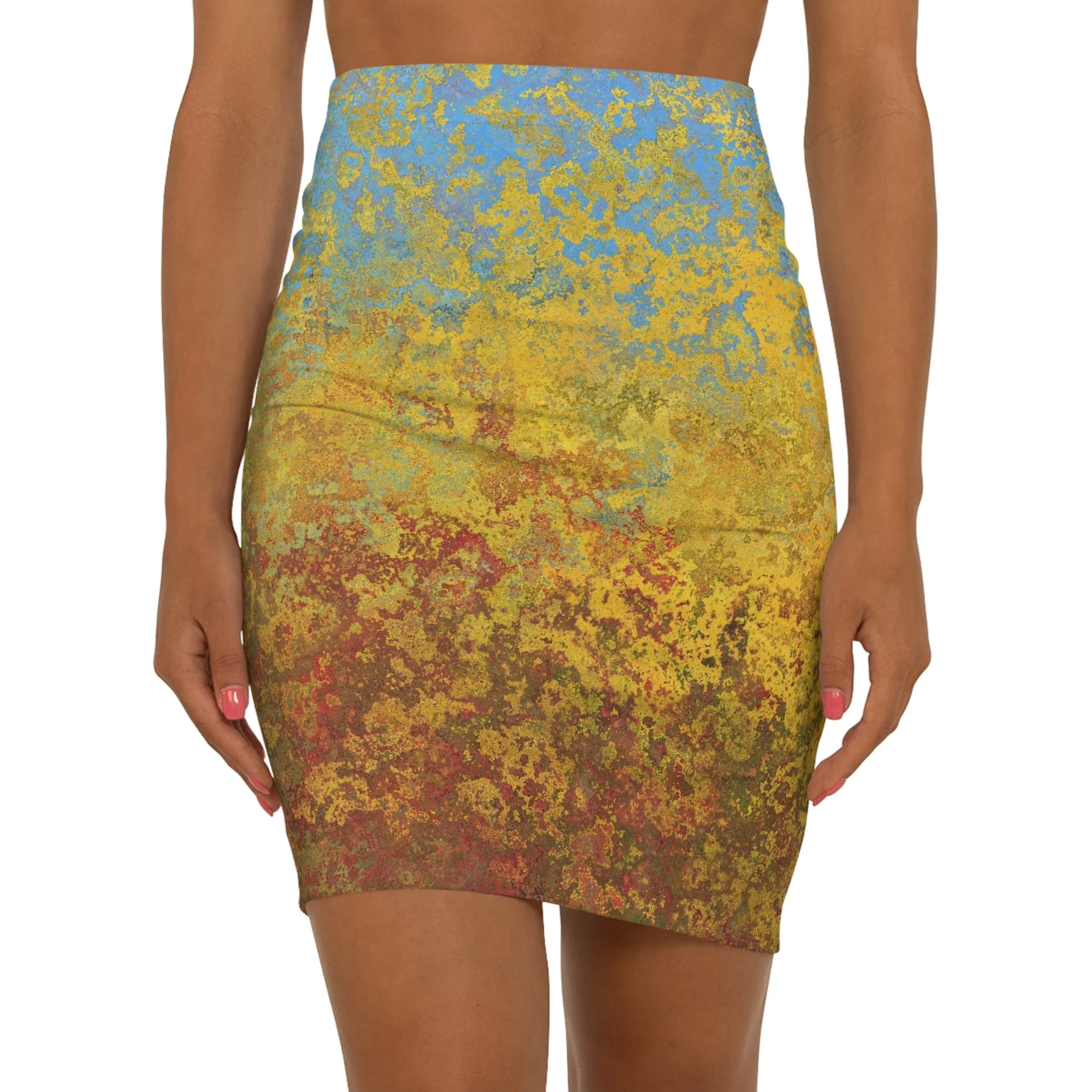 Gold and blue spots - Inovax Women's Mini Skirt