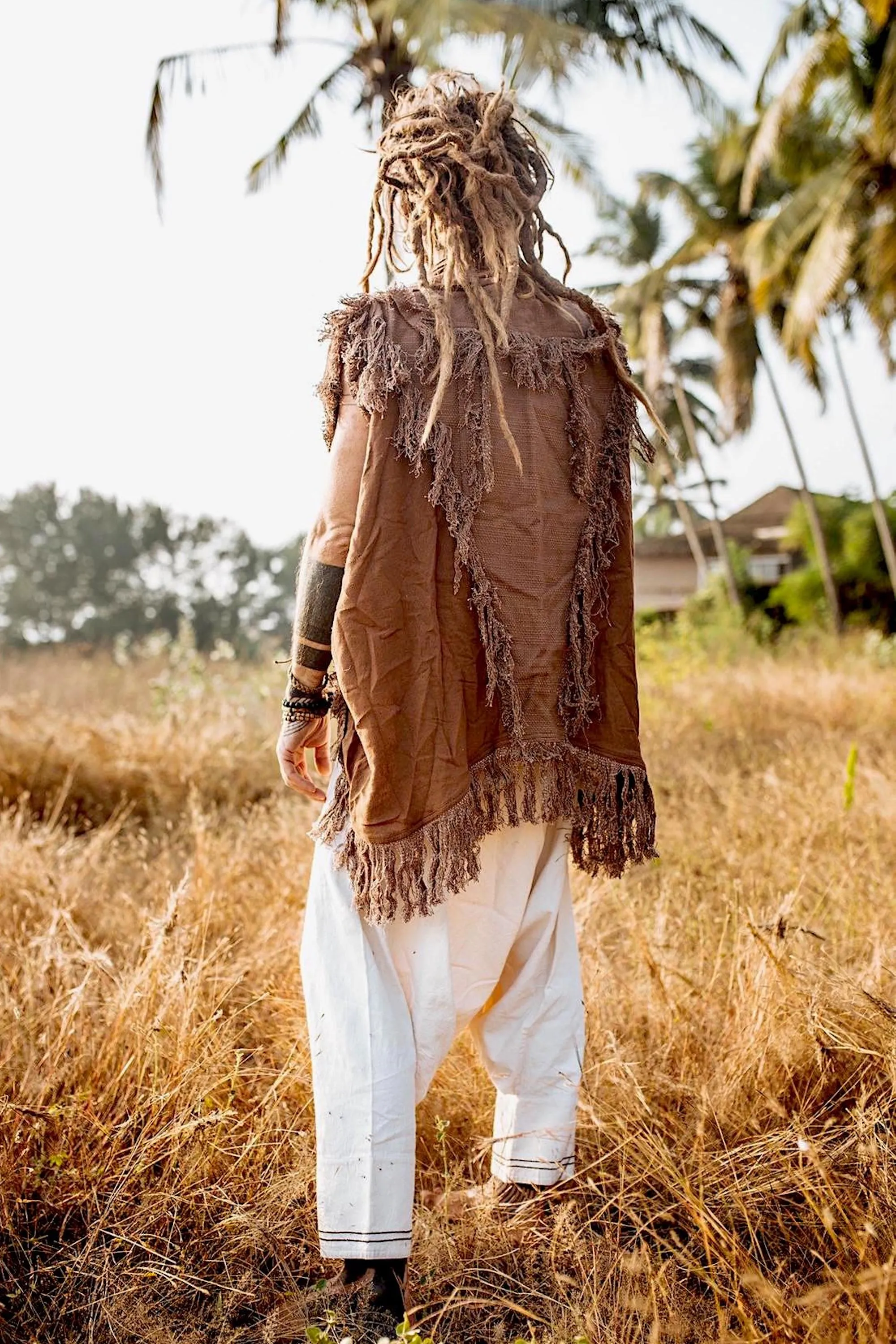 Good Earth Open Poncho ~ Handwoven Khadi Cotton