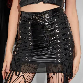 Gothic Dark Slim Fit Leather Bodycon Mini Skirt